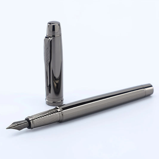 1Pc Silver Gray Luxury Metal Pen  0.5mm Iridium Tip for Office, School & Daily Writing
