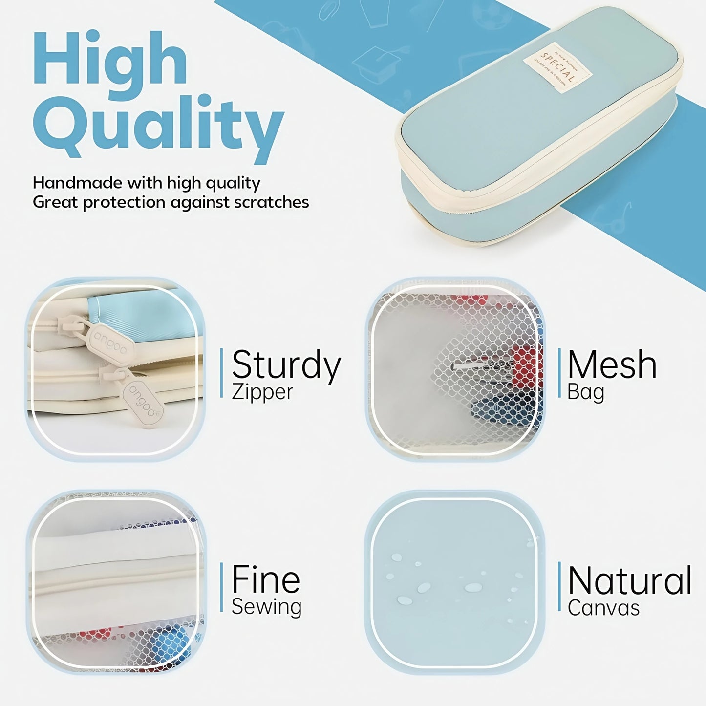 Large Capacity Aesthetic Pencil Case  Portable Pencil Bag for School & Office Supplies Storage