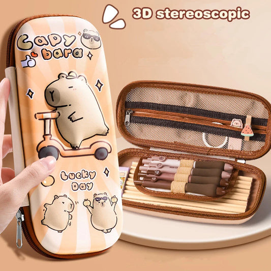 3D Capybara Pencil Case  Drop Resistant, Waterproof, Large Capacity Multifunctional Pen Pouch for Students
