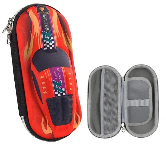 3D Racing Car Pencil Case Cartoon EVA PU Stationery Box for Kids & School Supplies