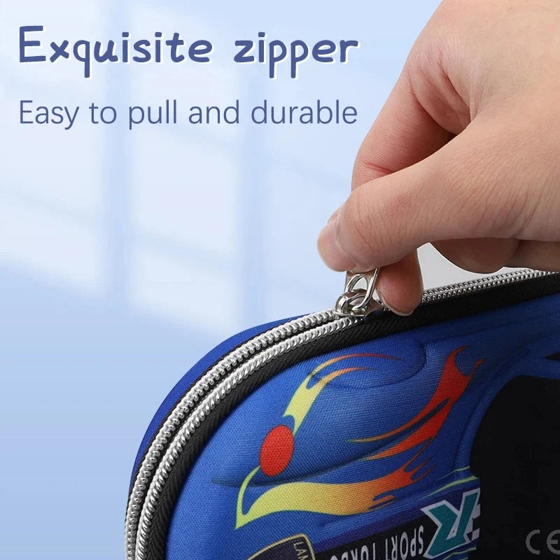 3D Racing Car Pencil Case Cartoon EVA PU Stationery Box for Kids & School Supplies