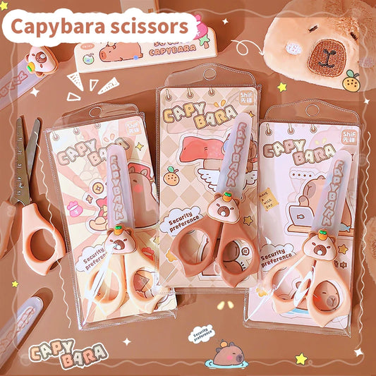Cute Capybara Mini Craft Scissors  Safe & Handy DIY Scissors for Kids  Back to School Stationery