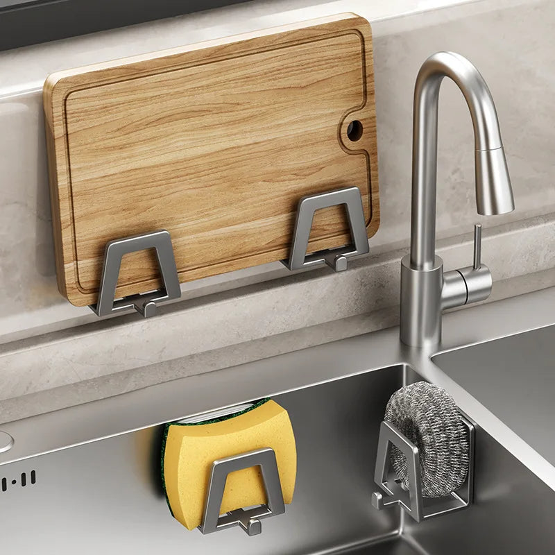 Stainless Steel Self-Adhesive Sponge Holder Wall-Mounted Sink Rack for Drying & Organizing Kitchen Sponges