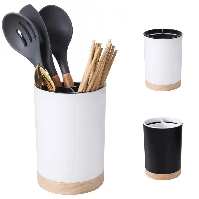 Plastic Utensil Holder & Cutlery Drainer Detachable Storage Rack for Chopsticks Spoons & Kitchen Tableware