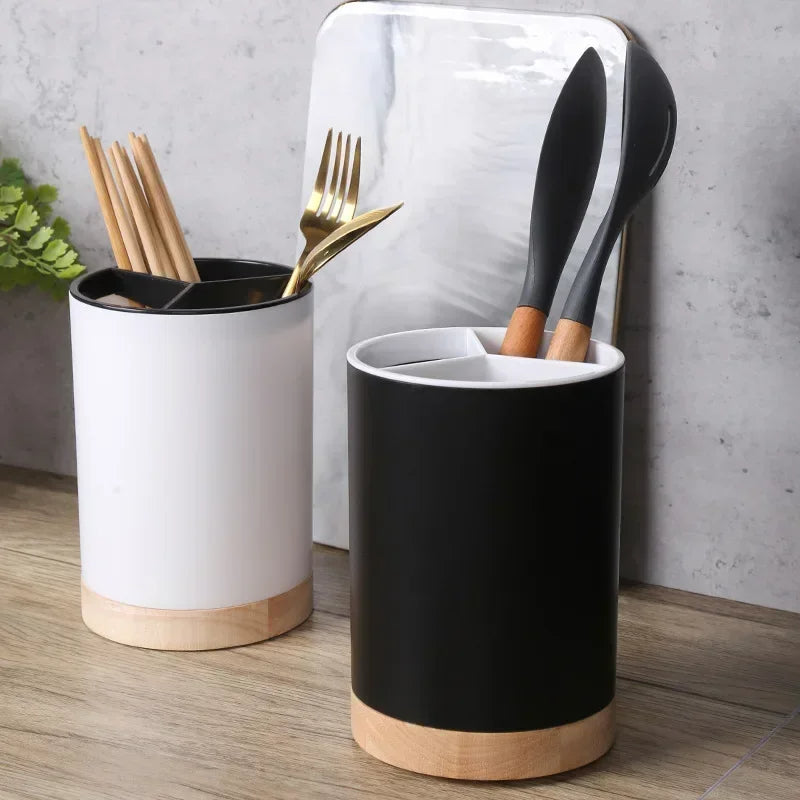 Plastic Utensil Holder & Cutlery Drainer Detachable Storage Rack for Chopsticks Spoons & Kitchen Tableware