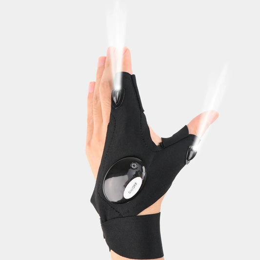 LED Flashlight Half-Finger Gloves  Waterproof, Fingerless Light Gloves for Night Fishing, Cycling, Running & Outdoor Use (Unisex)