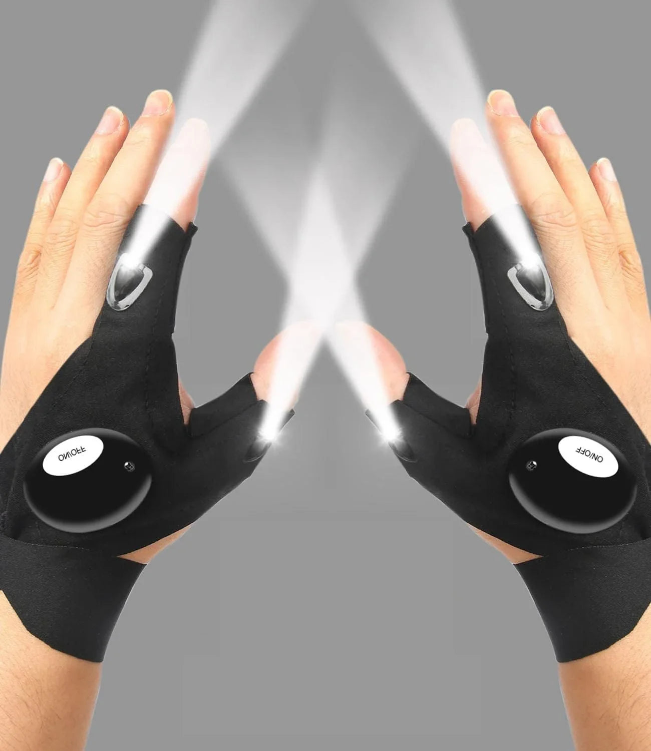 LED Flashlight Half-Finger Gloves  Waterproof, Fingerless Light Gloves for Night Fishing, Cycling, Running & Outdoor Use (Unisex)