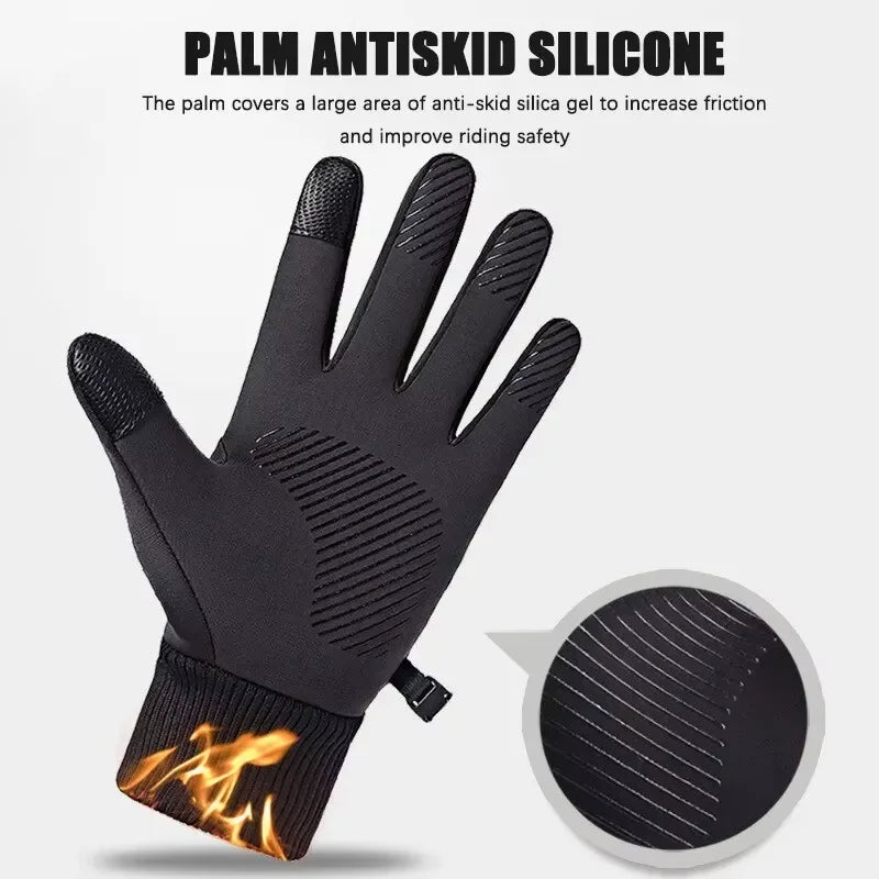 Winter Waterproof Touchscreen Gloves  Full-Finger Fleece Outdoor Gloves (Unisex, Black)