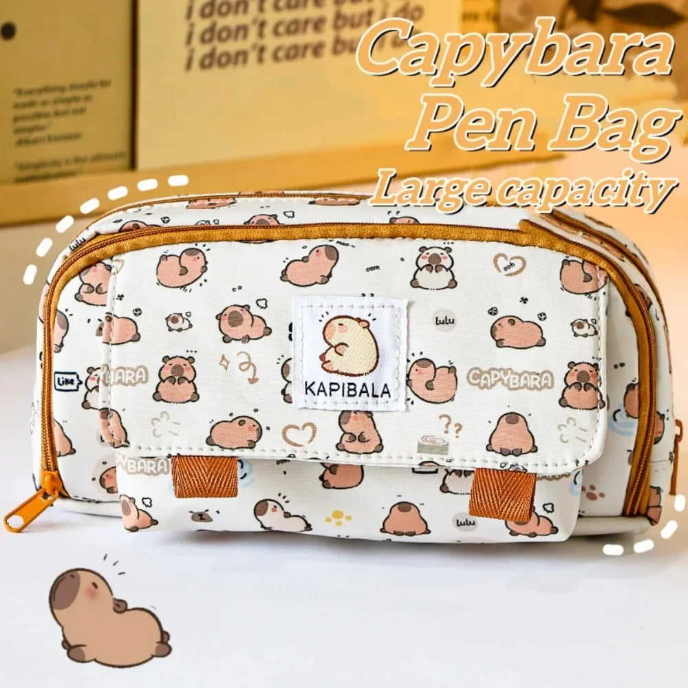 Large Round Pencil Case  Stationery Storage Organizer Bag for Students & School Supplies