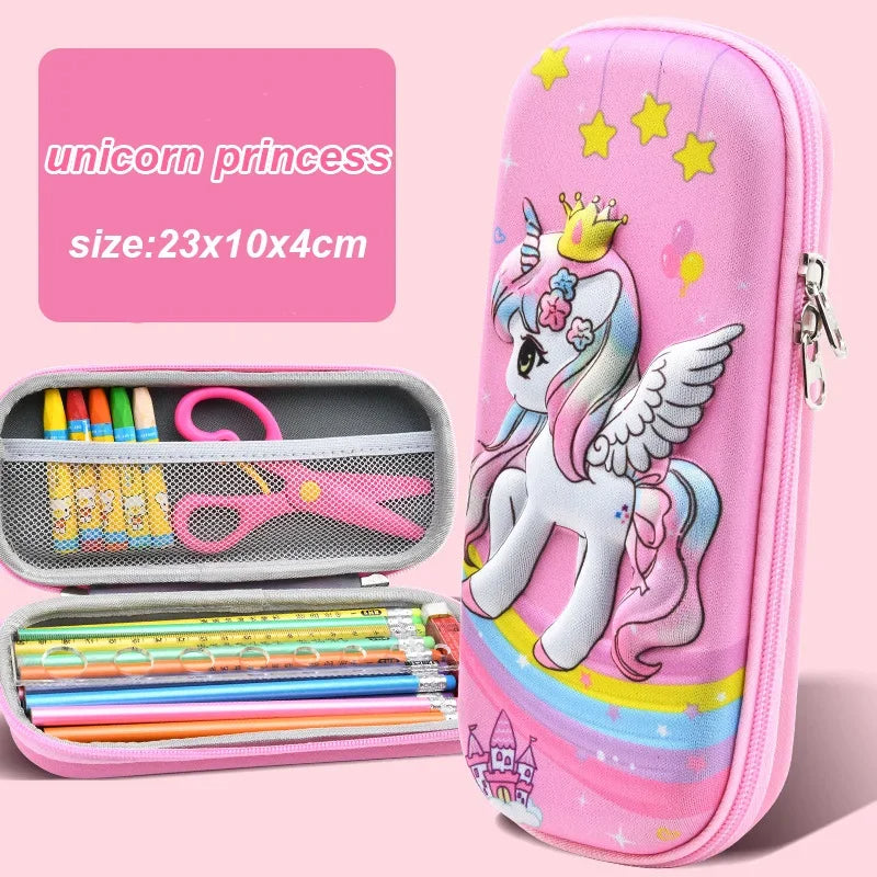 Kawaii 3D Unicorn Pencil Case  Large Capacity Waterproof EVA Stationery Bag for Students