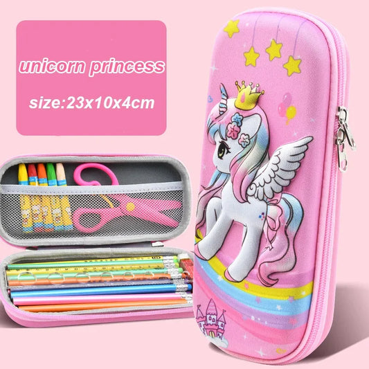 Kawaii 3D Unicorn Pencil Case  Large Capacity Waterproof EVA Stationery Bag for Students