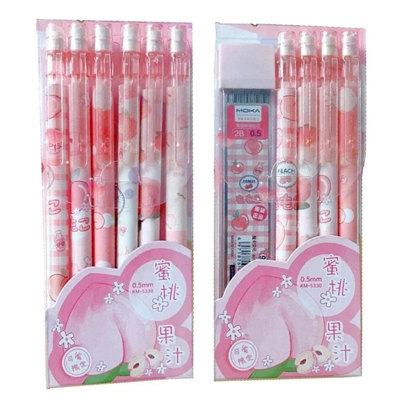 Kawaii Mechanical Pencil Set  0.5/0.7mm 2B Refill Cute Cartoon Automatic Pencils for School & Office Supplies, Kids Gift
