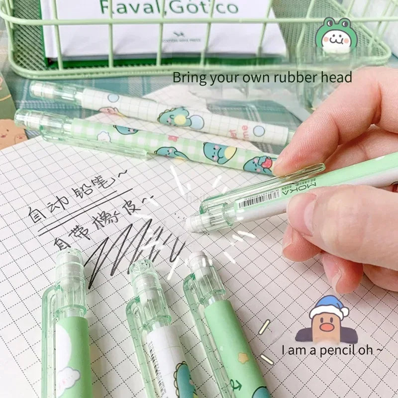 Kawaii Mechanical Pencil Set  0.5/0.7mm 2B Refill Cute Cartoon Automatic Pencils for School & Office Supplies, Kids Gift
