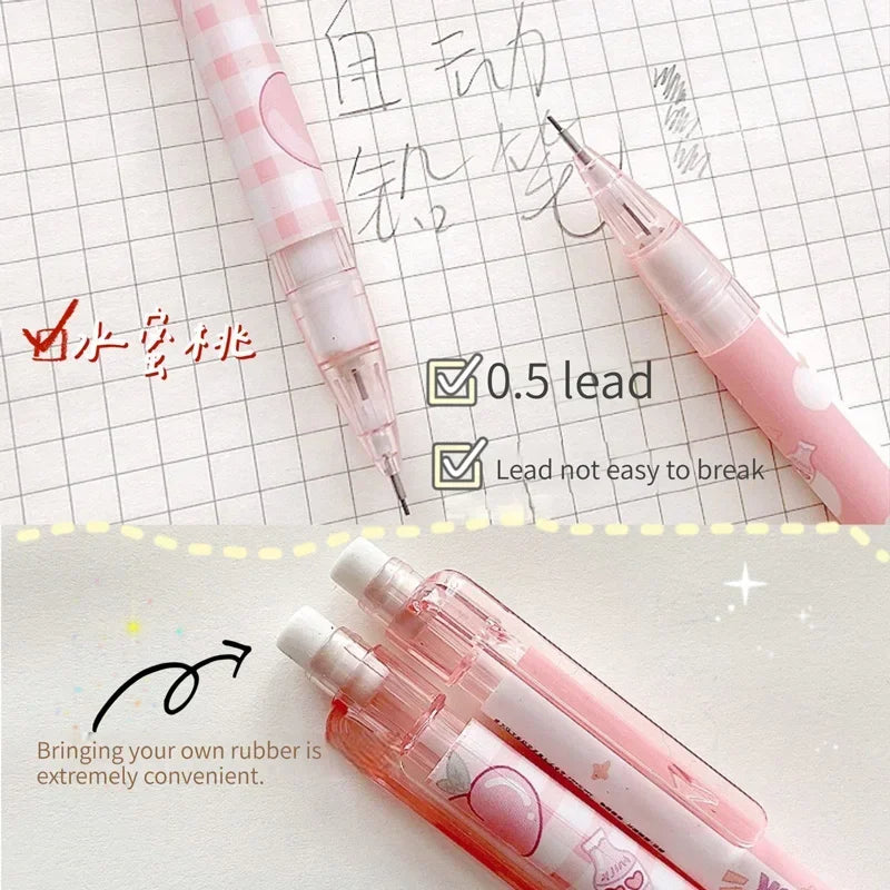 Kawaii Mechanical Pencil Set  0.5/0.7mm 2B Refill Cute Cartoon Automatic Pencils for School & Office Supplies, Kids Gift