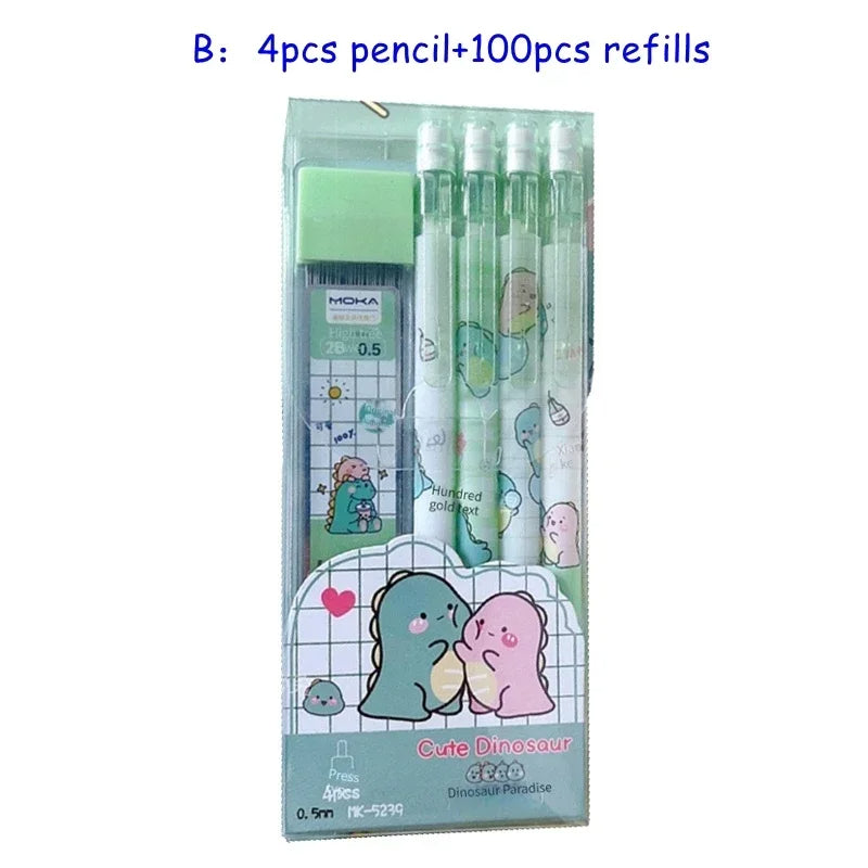 Kawaii Mechanical Pencil Set  0.5/0.7mm 2B Refill Cute Cartoon Automatic Pencils for School & Office Supplies, Kids Gift