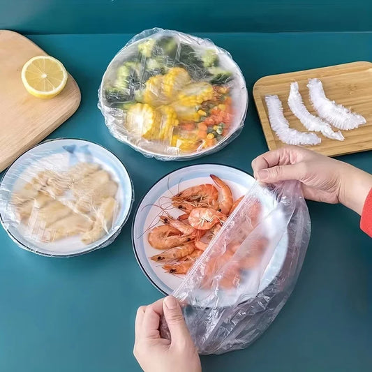 100/500PCS Disposable Food Storage Covers  Elastic Fresh-Keeping Bags for Bowls, Fruits & Kitchen Use