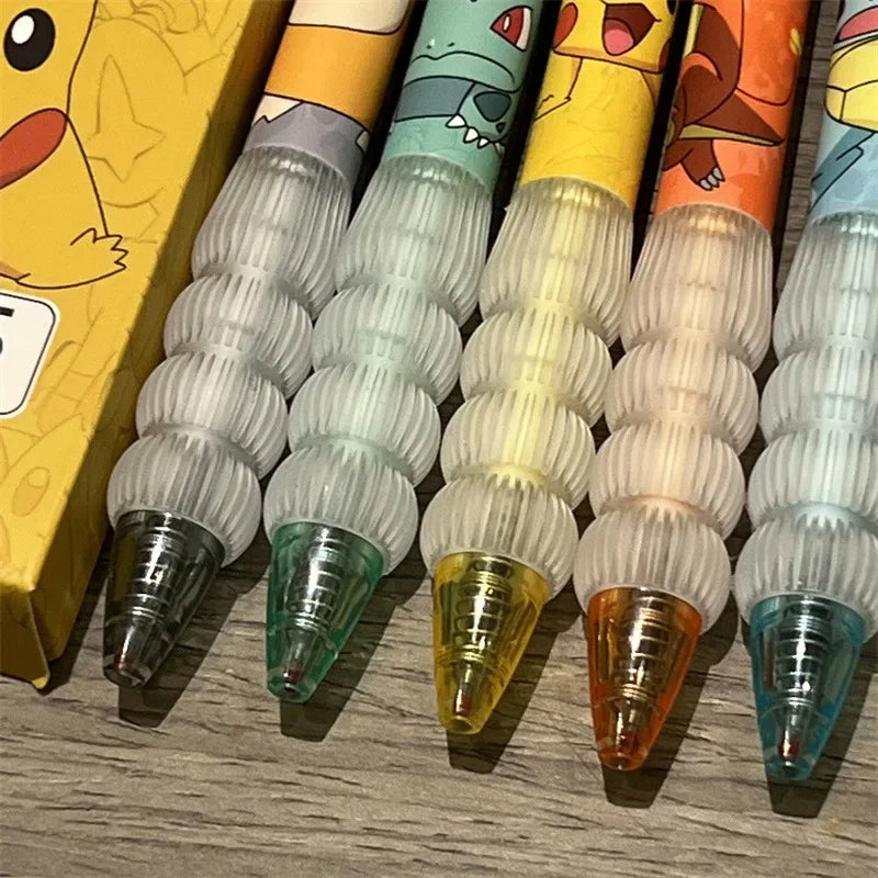 5PCS Pikachu Gel Pen Set  Cute Pokémon Ballpoint Pens for Kids, Students & Office Use