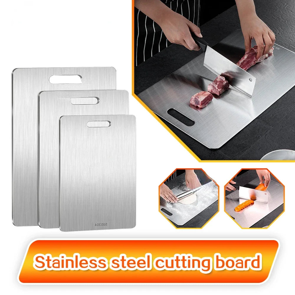 316 Stainless Steel Double Sided Thickened Cutting & Kneading Board Durable Kitchen Panel for Chopping and Dough Preparation