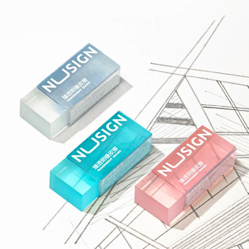 1PC Cute Transparent Eraser  Solid Color Pencil Eraser for Kids & Students  Back to School Supplies