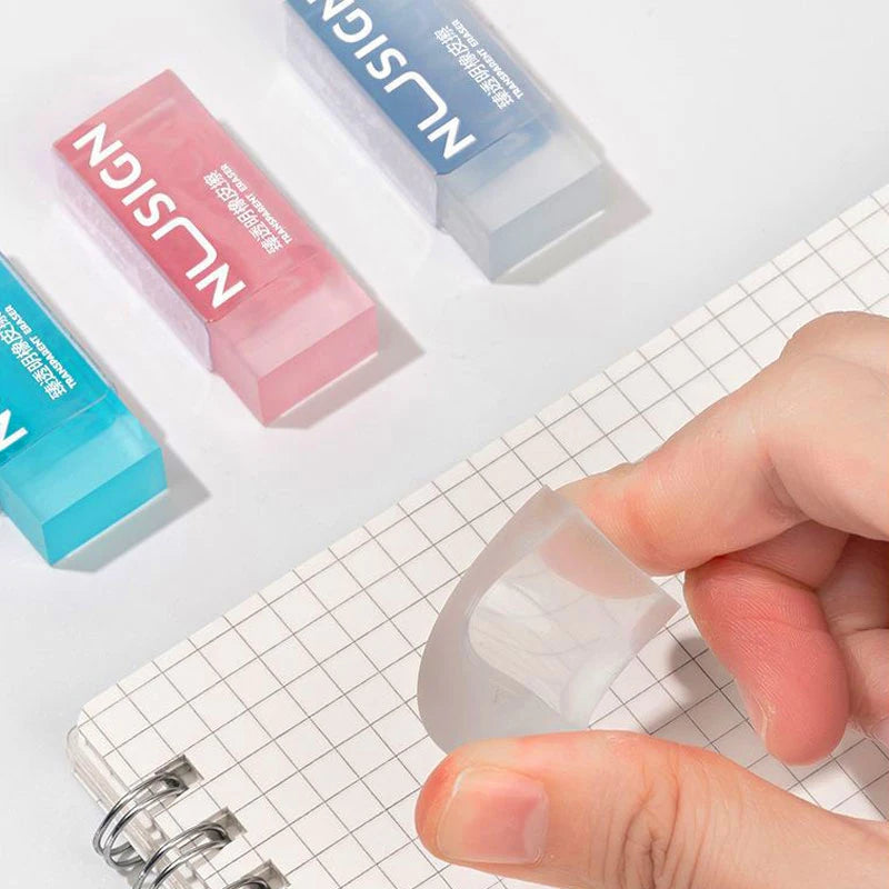 1PC Cute Transparent Eraser  Solid Color Pencil Eraser for Kids & Students  Back to School Supplies