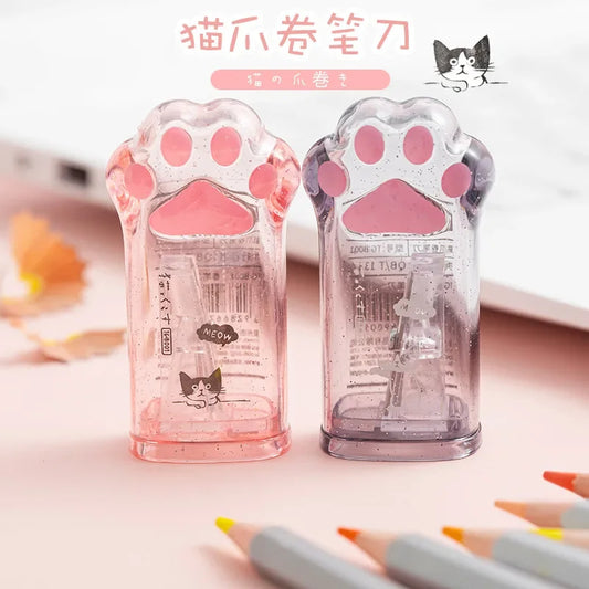 2PCS Kawaii Cat Paw Pencil Sharpeners  Random Colors  Cute Korean Stationery for School & Office