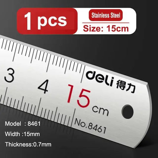 Deli Stainless Steel Ruler  15/20/30cm Precision Metal Measuring Tool for Drawing & School Use