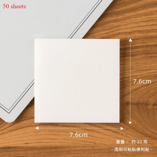 Waterproof PET Transparent Sticky Notes  Creative Korean Ins Style Memo Pads for Study & Office Supplies