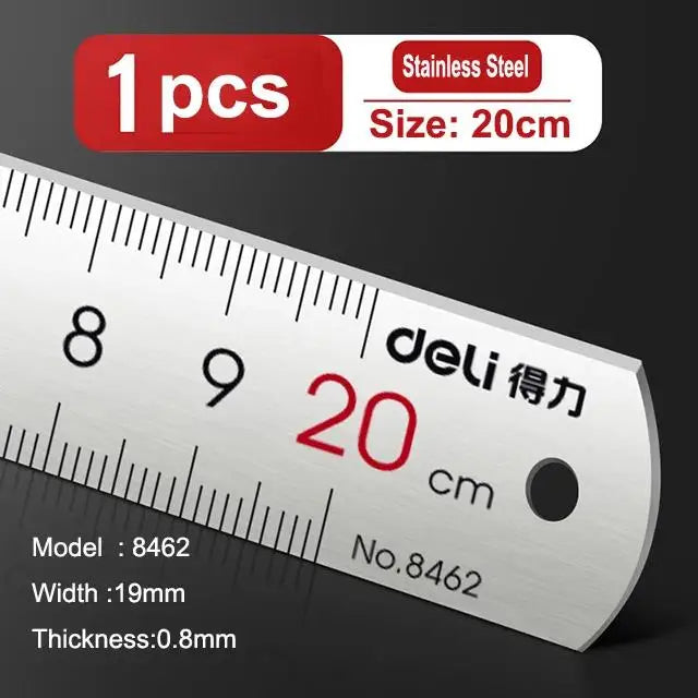 Deli Stainless Steel Ruler  15/20/30cm Precision Metal Measuring Tool for Drawing & School Use