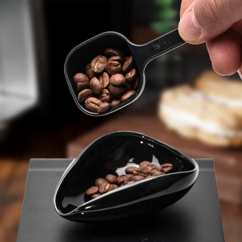 Leeseph Ceramic Coffee Dosing Cup & Spoon Set Espresso Measuring Tray Kit for Coffee Beans or Tea